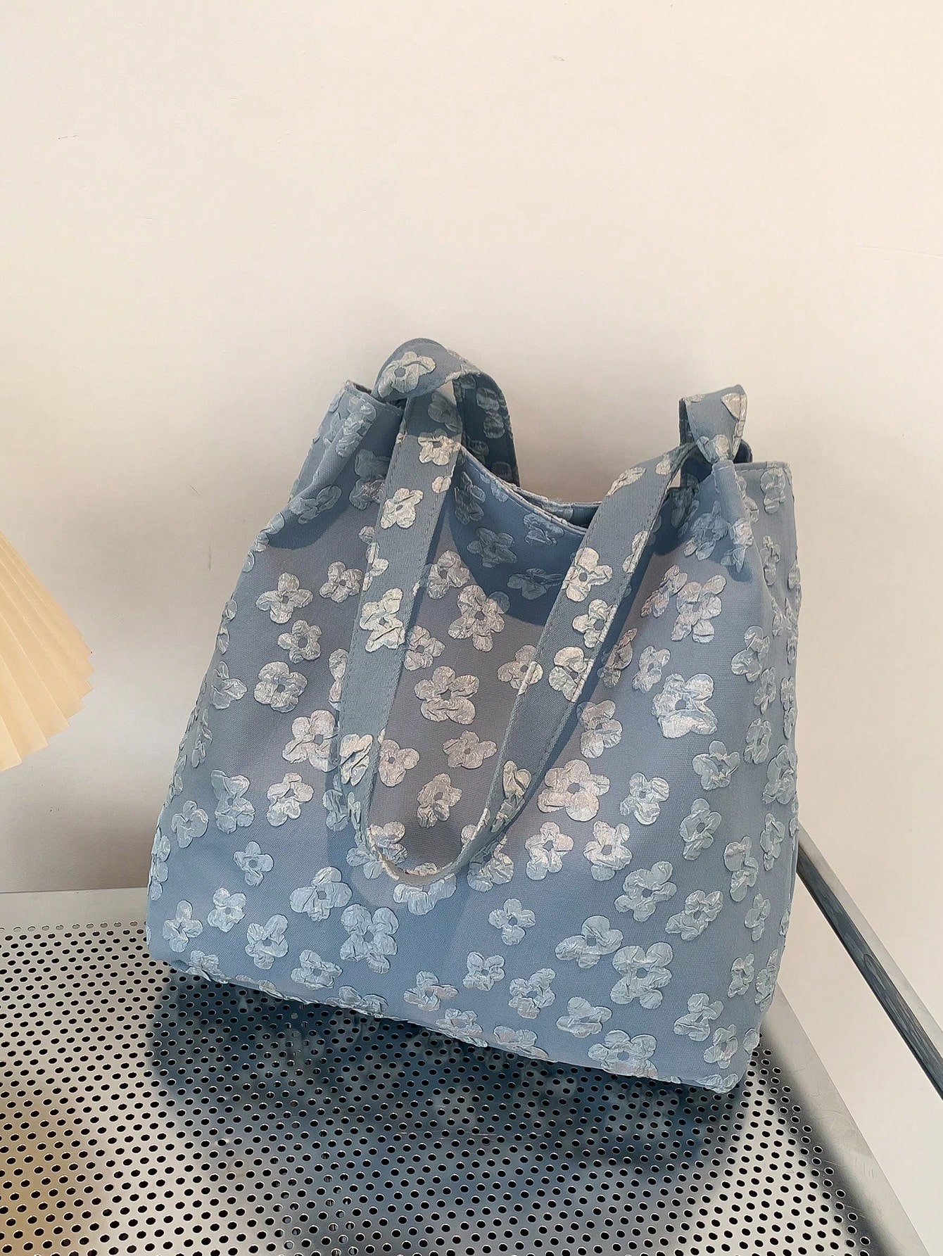 Сумка-шоппер с цветочным узором, синий сумка шоппер с цветочным узором синий