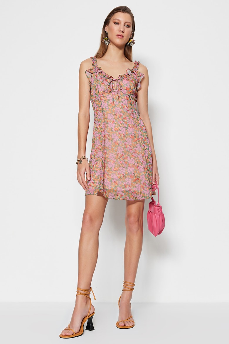 Вырезанное платье с цветочным узором Trendyol, мультиколор