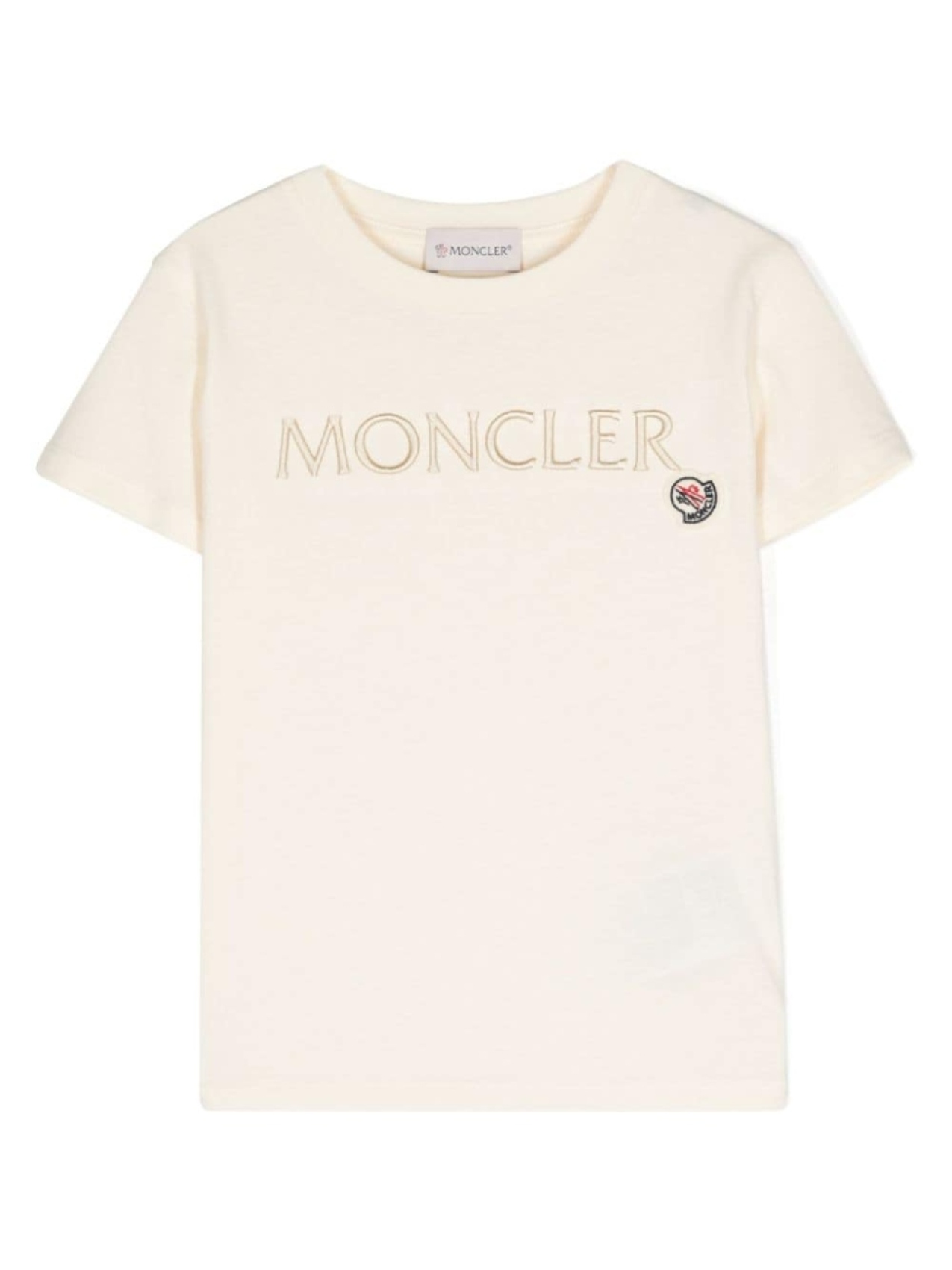 

Moncler Enfant футболка с вышитым логотипом, нейтральный цвет