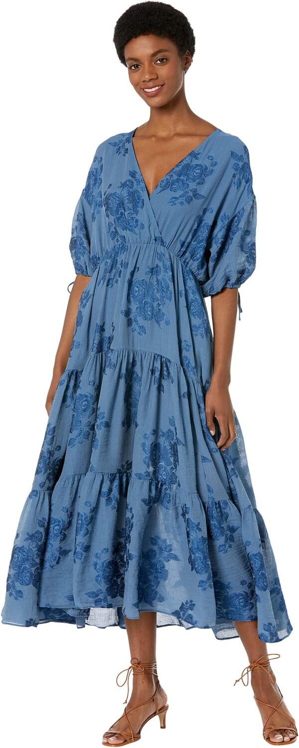 

Платье Zilda-Puff Sleeve Midi with Fixed Wrap Front Ted Baker, синий