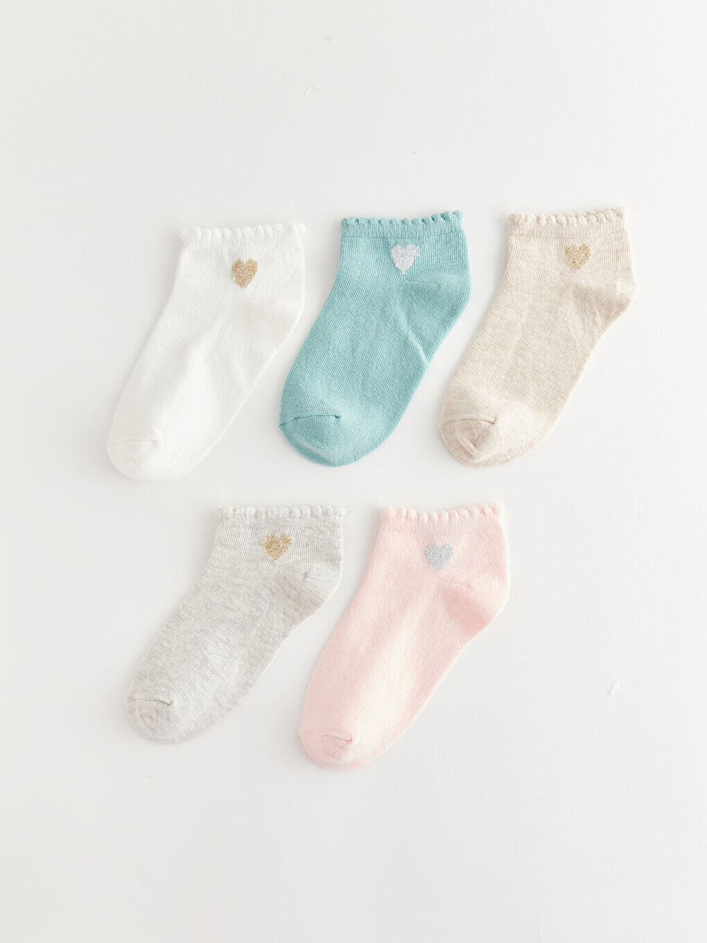 

Носки-пинетки для девочек с рисунком, 5 шт. LCW Kids, экрю