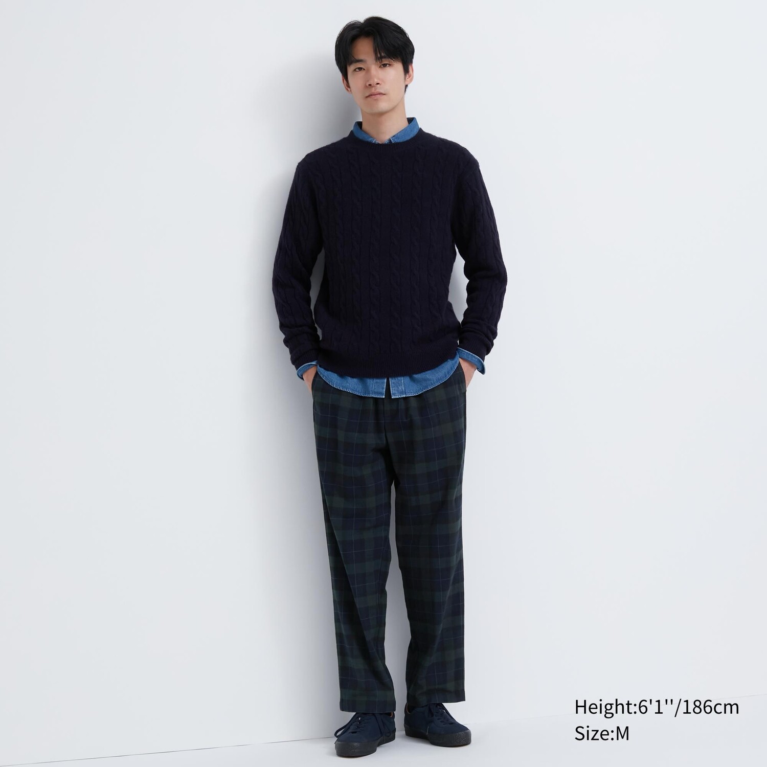 

Фланелевые брюки длиной до щиколотки с легким рисунком Uniqlo, темно-зеленый