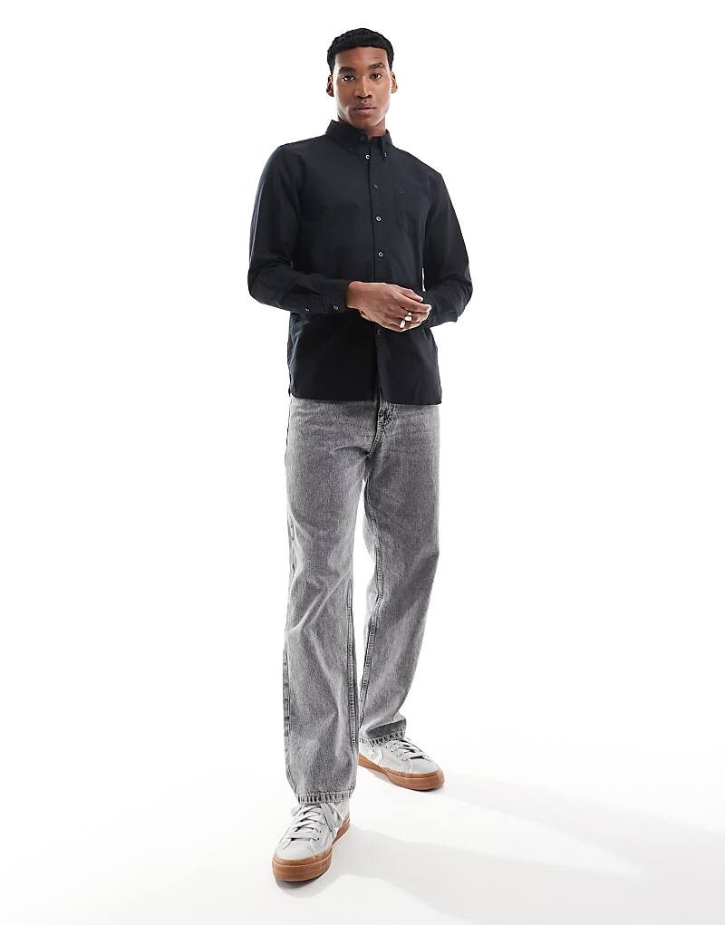 

Черная однотонная оксфордская рубашка с длинными рукавами Lyle & Scott Tonal Eagle