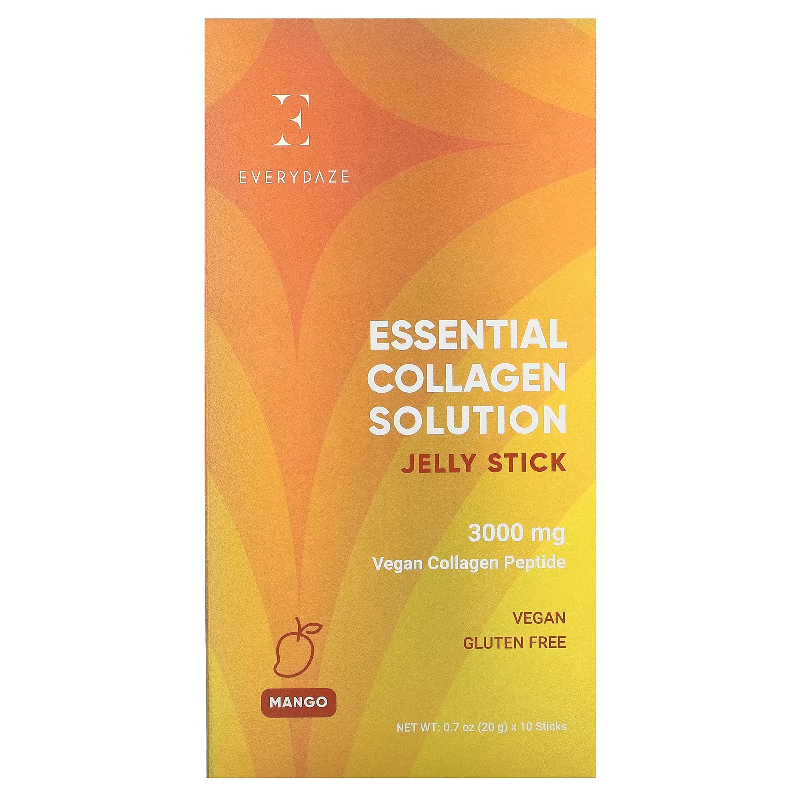 Пищевая добавка Everydaze Essential Collagen Solution Jelly Stick манго, 10 стиков по 20 г everydaze essential c s konjac jelly кола 4 пакетика по 150 мл 5 07 жидк унции