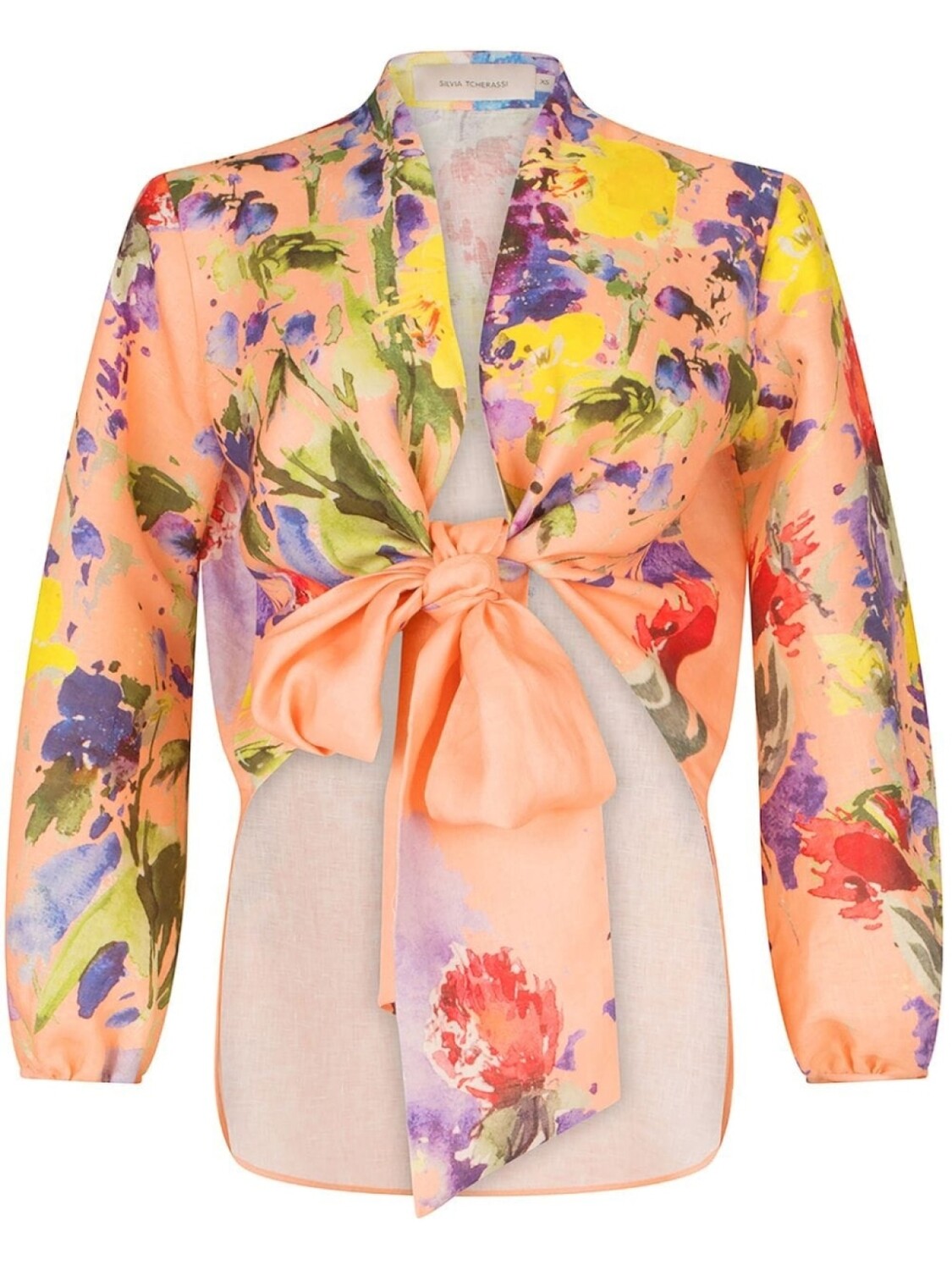 

Льняная блузка Floral Silvia Tcherassi, оранжевый