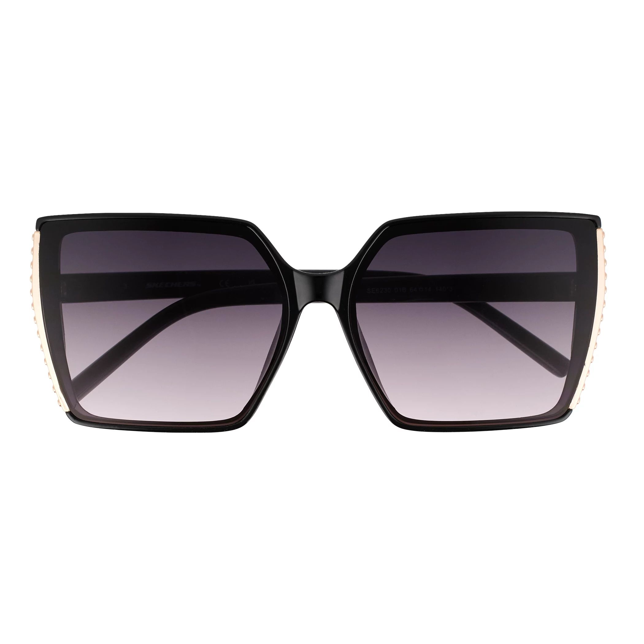 Женские большие квадратные солнцезащитные очки Skechers 64 мм Skechers, черный