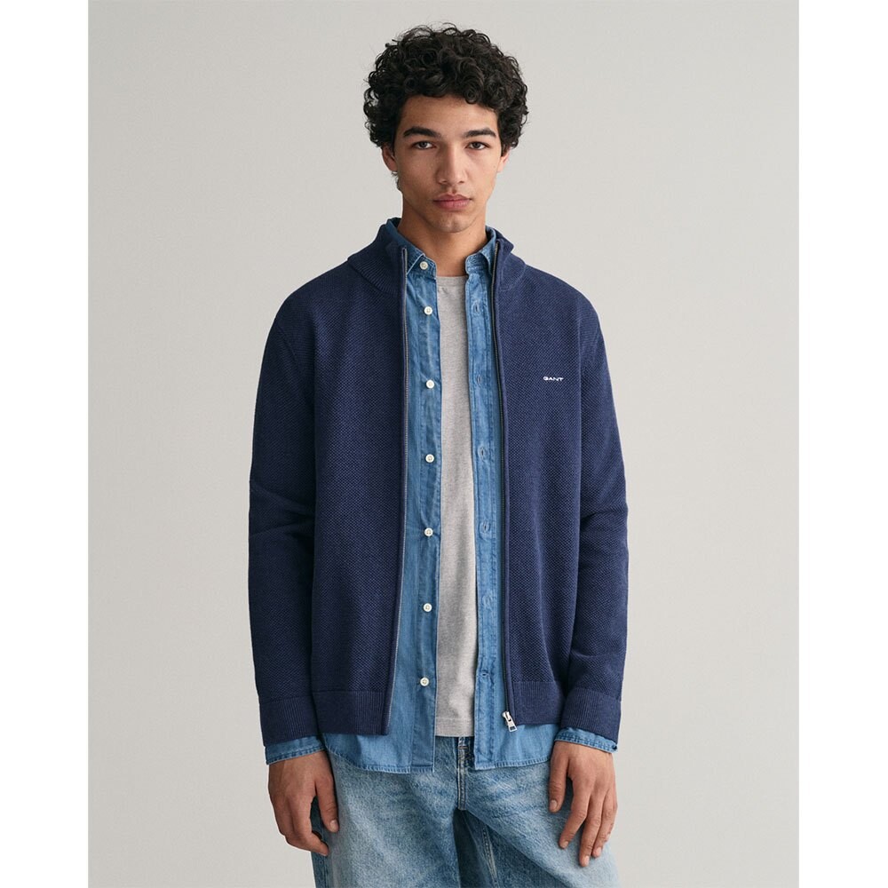 Свитер Gant 8040524 Full Zip, синий свитер gant 8030173 full zip черный