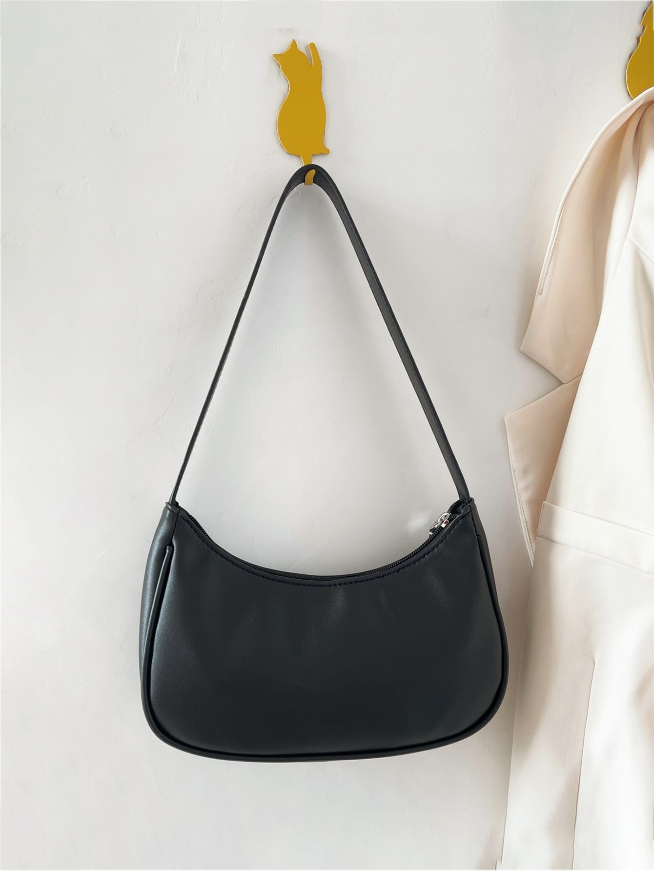 Легкая деловая повседневная минималистичная сумка-багет для девочек-подростков, черный фото