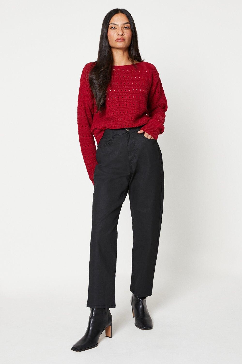 

Прямые джинсы с покрытием Dorothy Perkins, черный