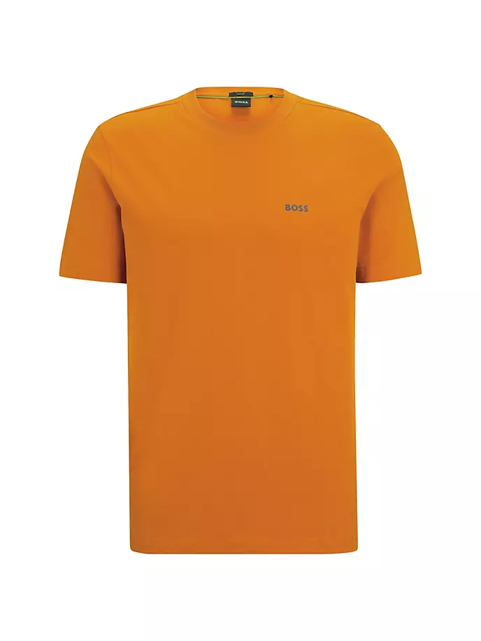 

Футболка из эластичного хлопка с контрастным логотипом Boss, цвет dark orange