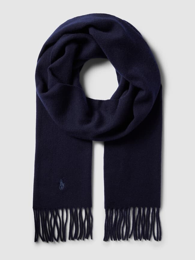 

Кашемировый шарф с бахромой Polo Ralph Lauren, темно-синий