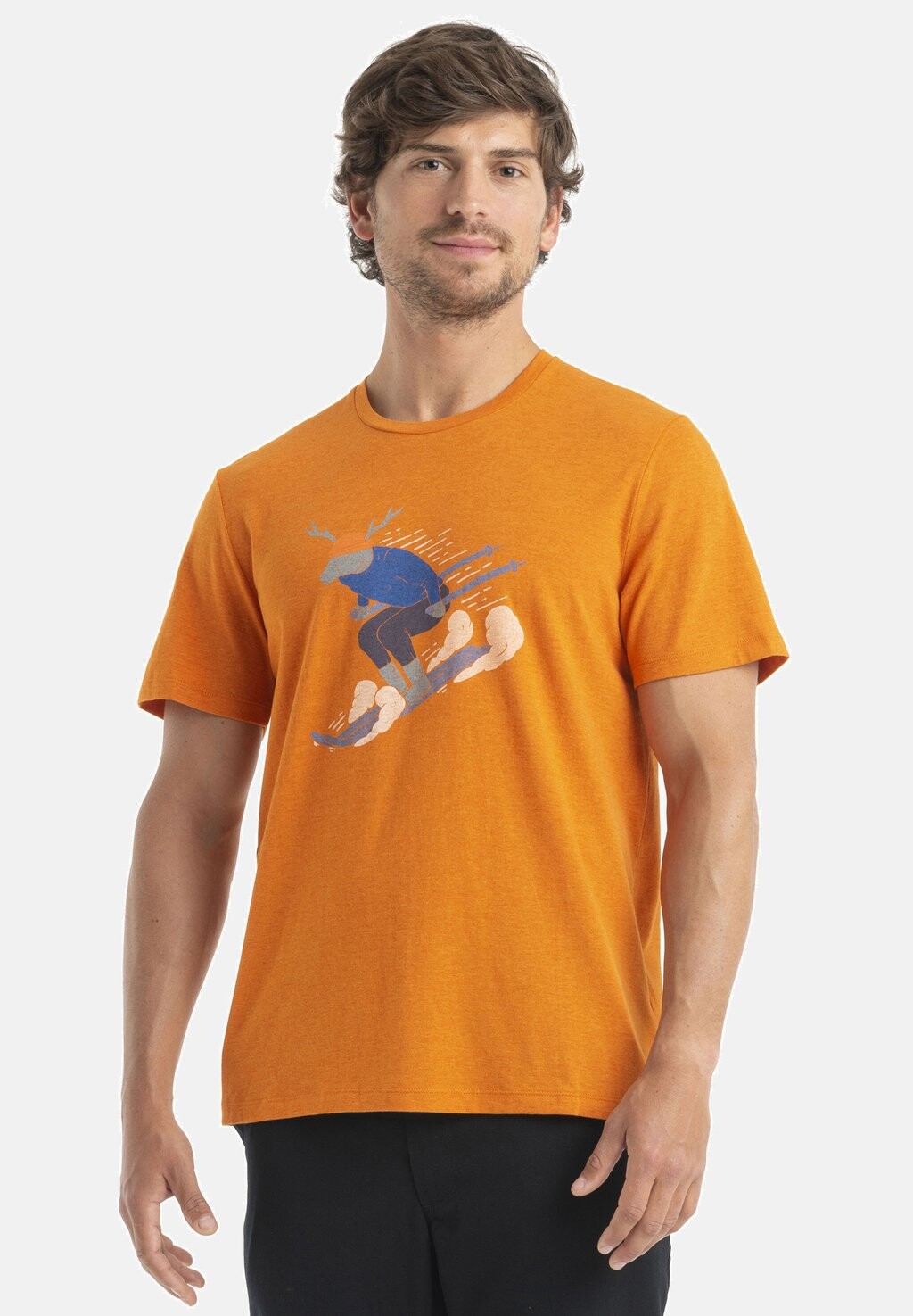 

Футболка с принтом Merino Central Classic Ss Tee Ski Rider Icebreaker, цвет earth