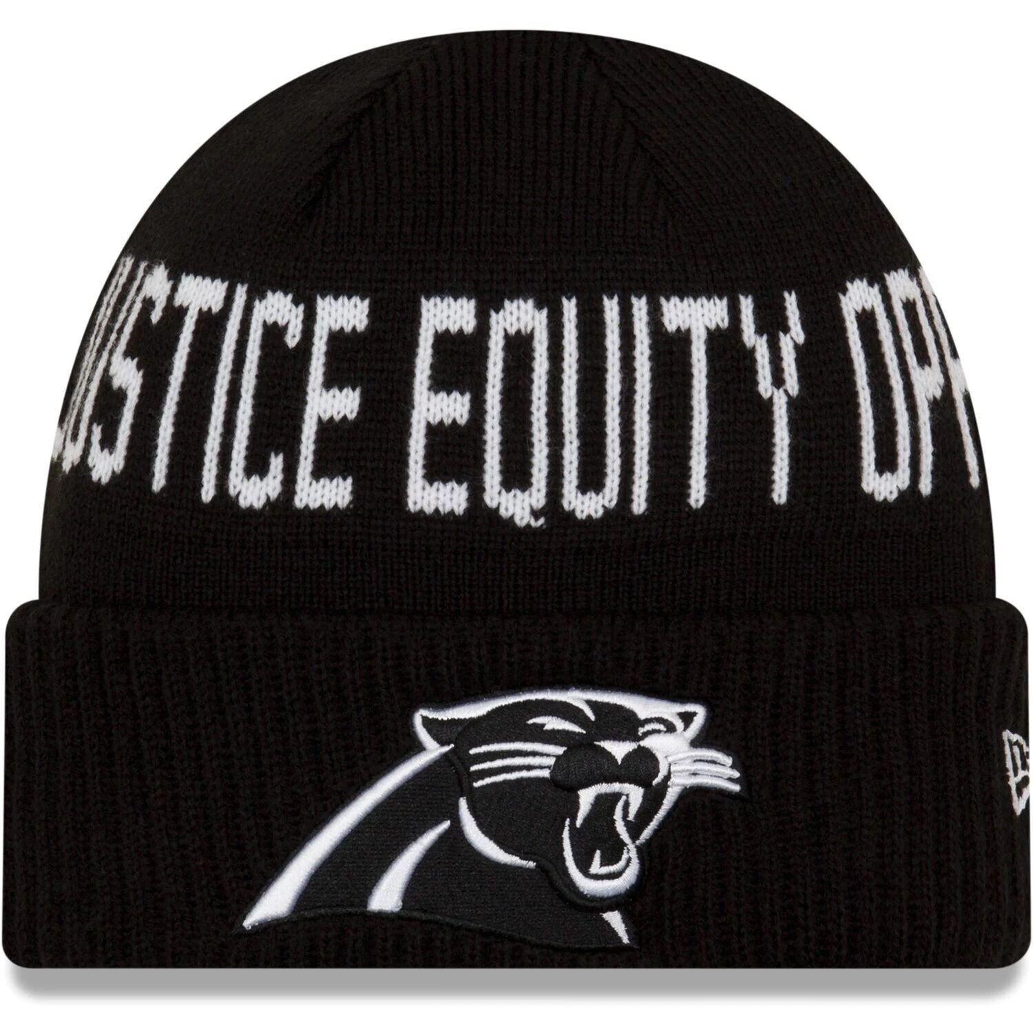 

Мужская вязаная шапка с манжетами New Era Black Carolina Panthers Team Social Justice