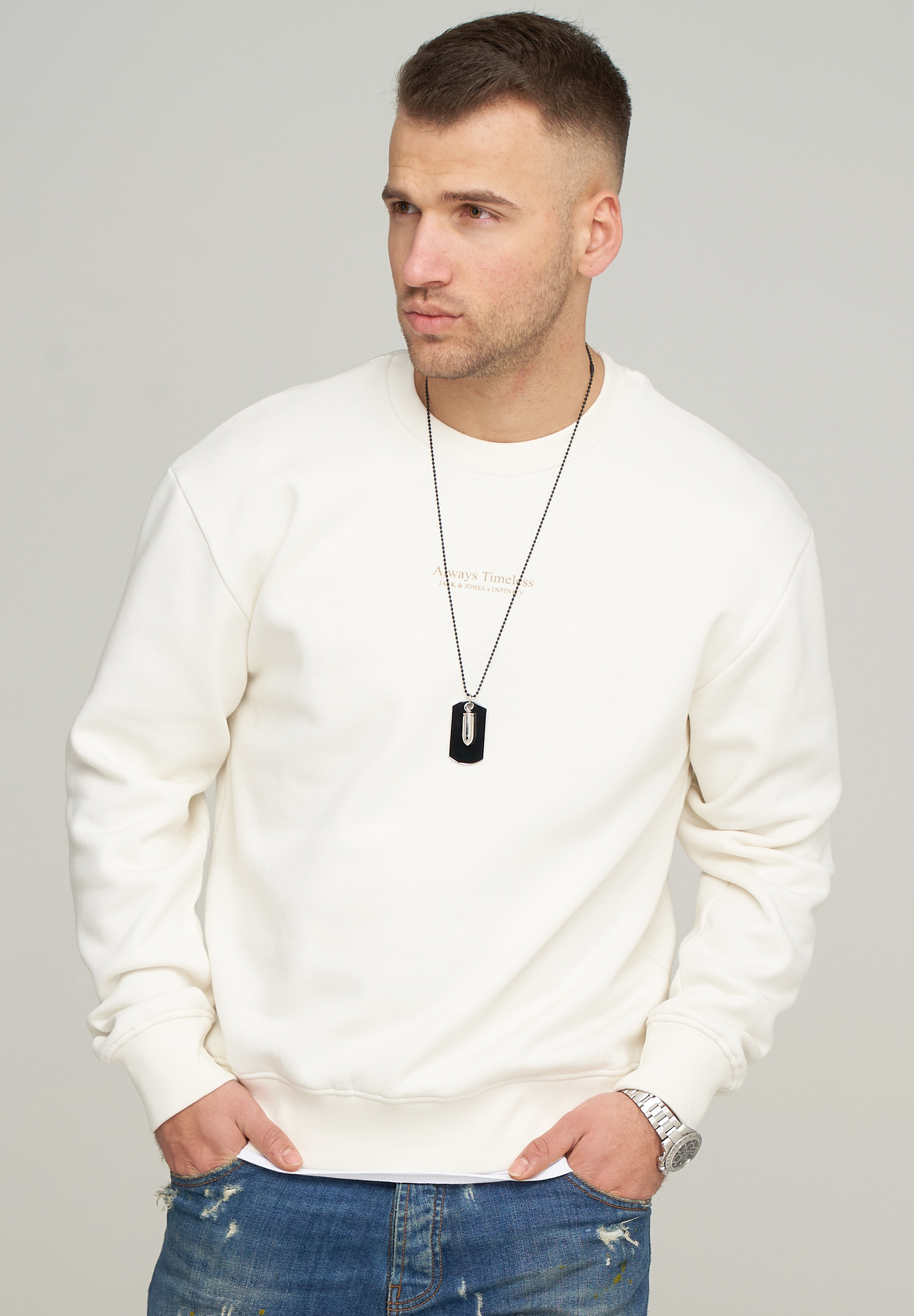 

Толстовка Jack & Jones JPRNICKO INFINITY SWEAT CREW NECK, цвет Egret