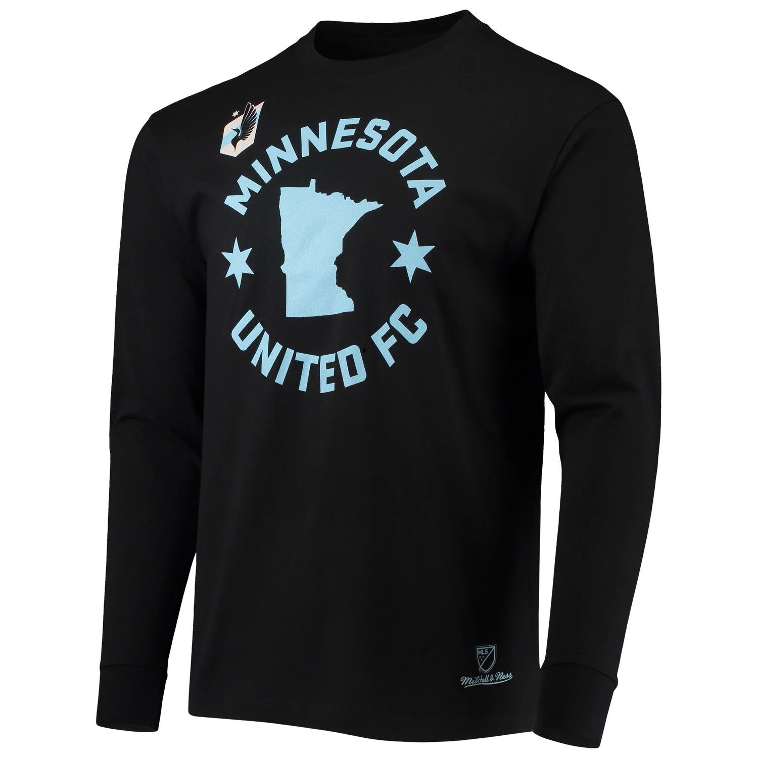 

Мужская черная футболка с длинным рукавом Mitchell & Ness Minnesota United FC Black & Blue Collection, Черный