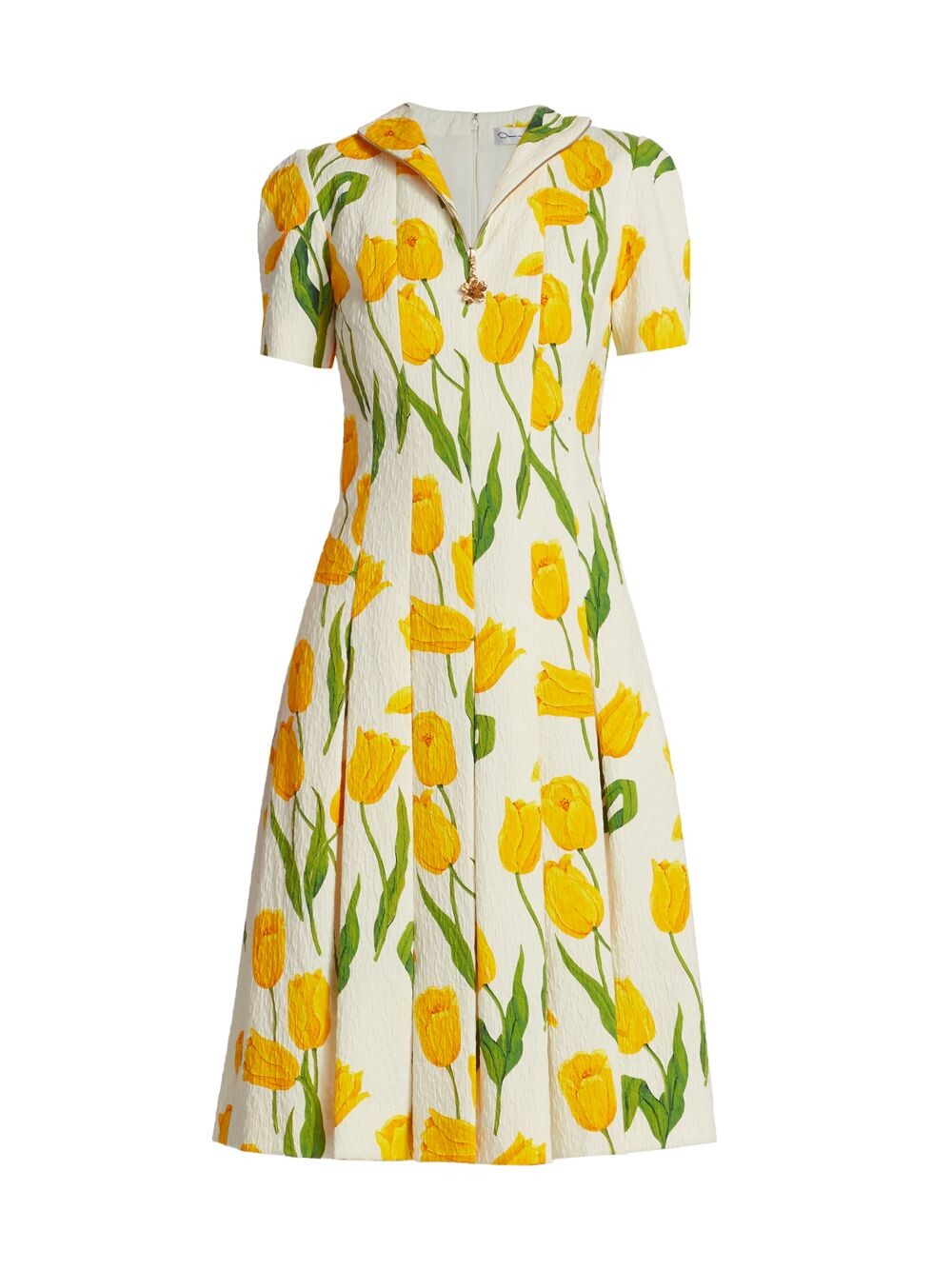 

Платье Tulip Cloqué с молнией спереди Oscar de la Renta, белый