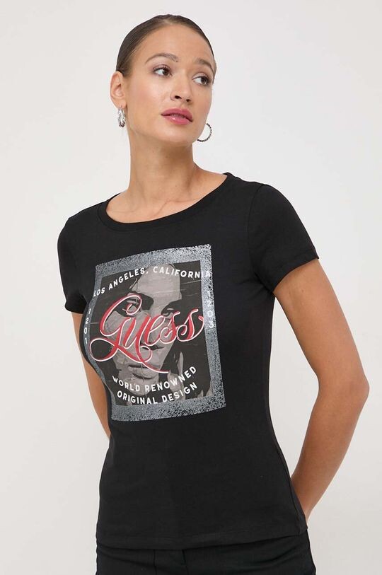 

Хлопковая футболка Guess, черный