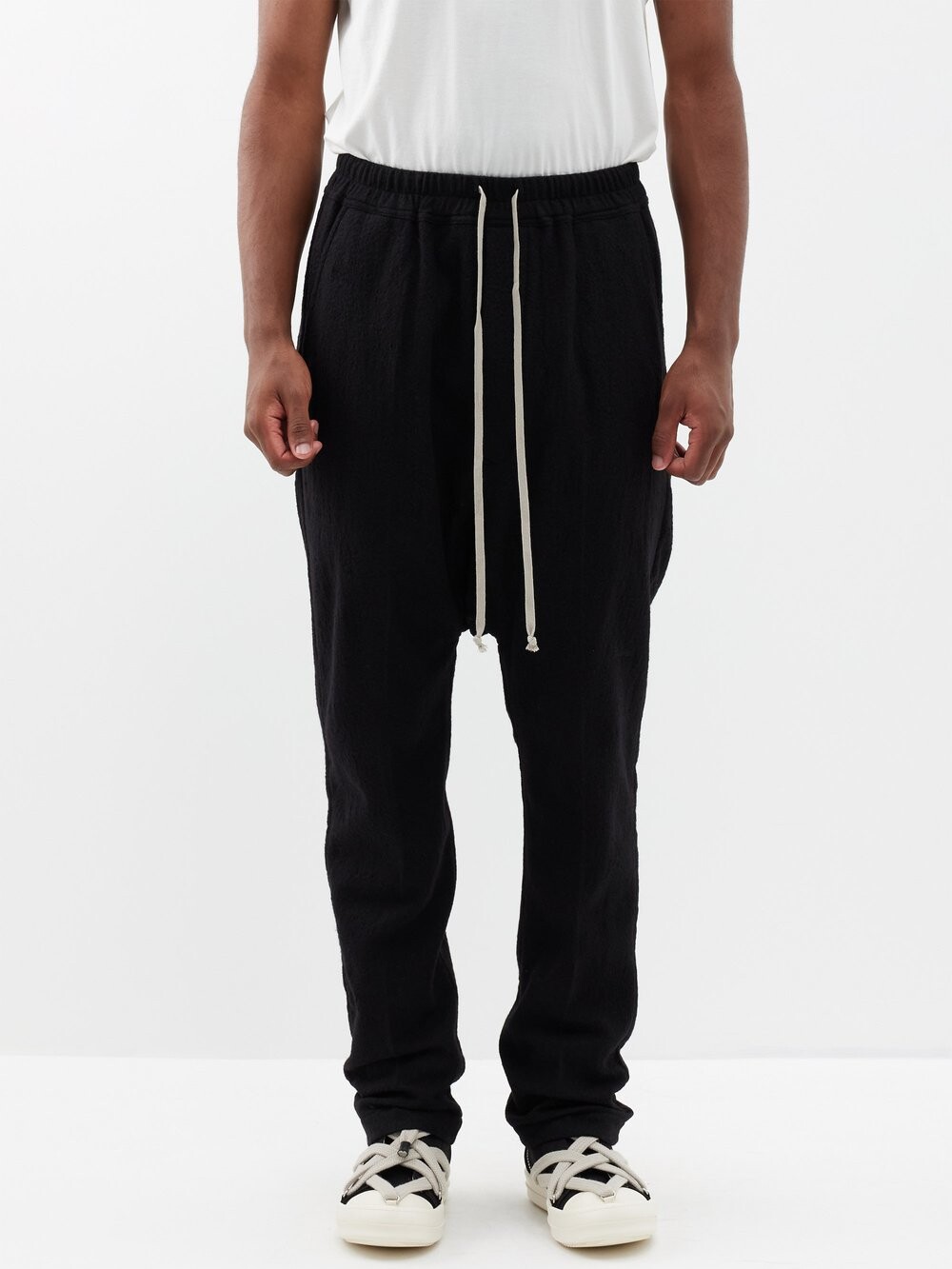 

Брюки из шерсти и фланели с кулиской на талии Rick Owens, черный