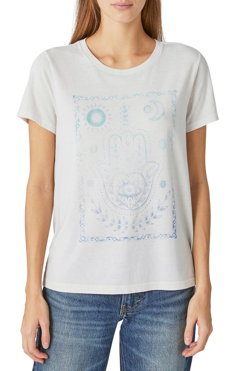 

Футболка с рисунком из хлопковой смеси Hamsa Sketch LUCKY BRAND