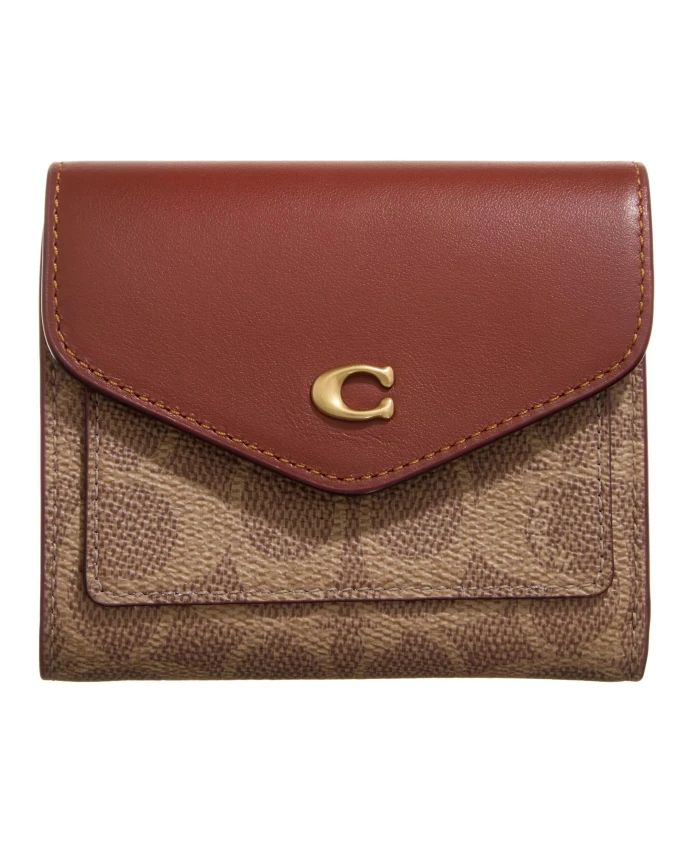

Фирменный кошелек из канвы с цветными блоками Coach, коричневый