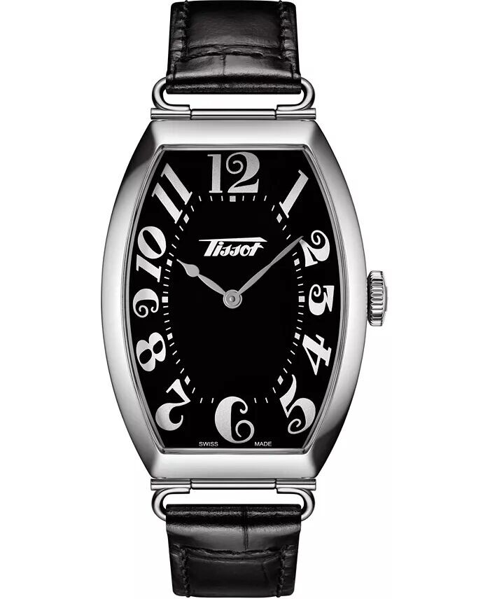 

Часы унисекс Swiss Heritage Porto с черным кожаным ремешком, 42 мм Tissot, черный