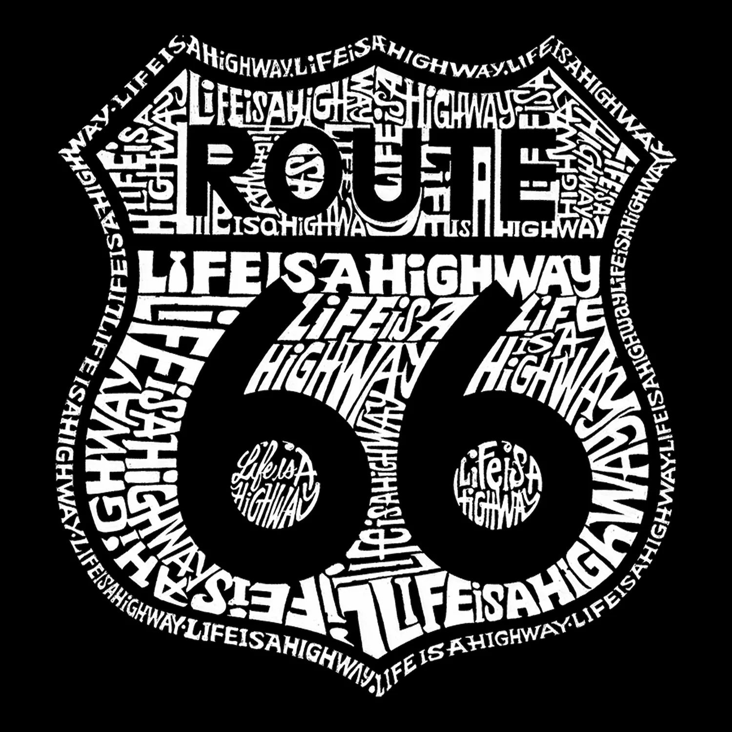 Route 66 — Life is a Highway — мужская футболка с длинным рукавом с надписью Word Art LA Pop Art мужская футболка с длинным рукавом word art route 66 la pop art черный