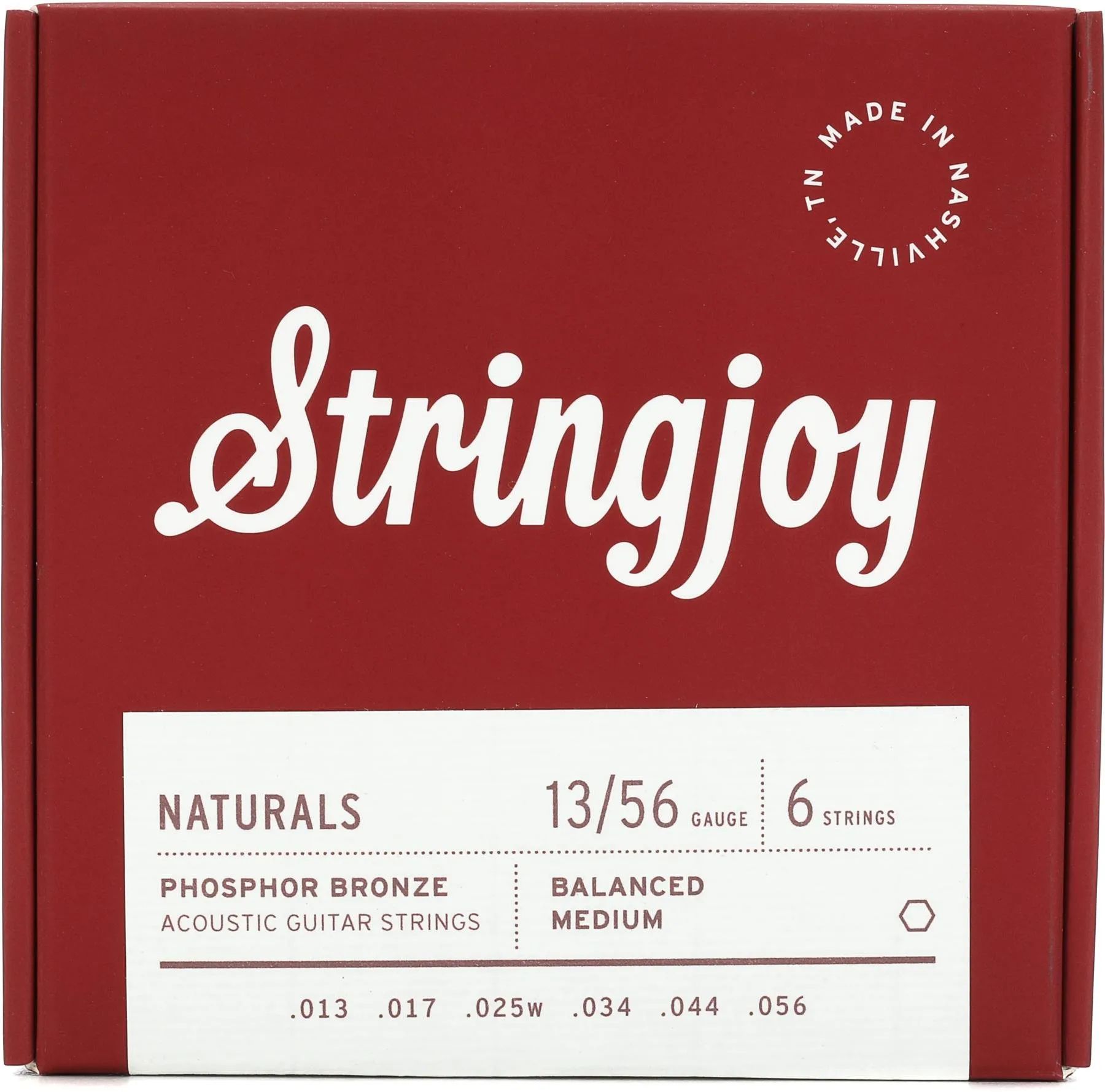 

Струны Stringjoy Naturals для акустической гитары из фосфористой бронзы — средний калибр (.013–.056)