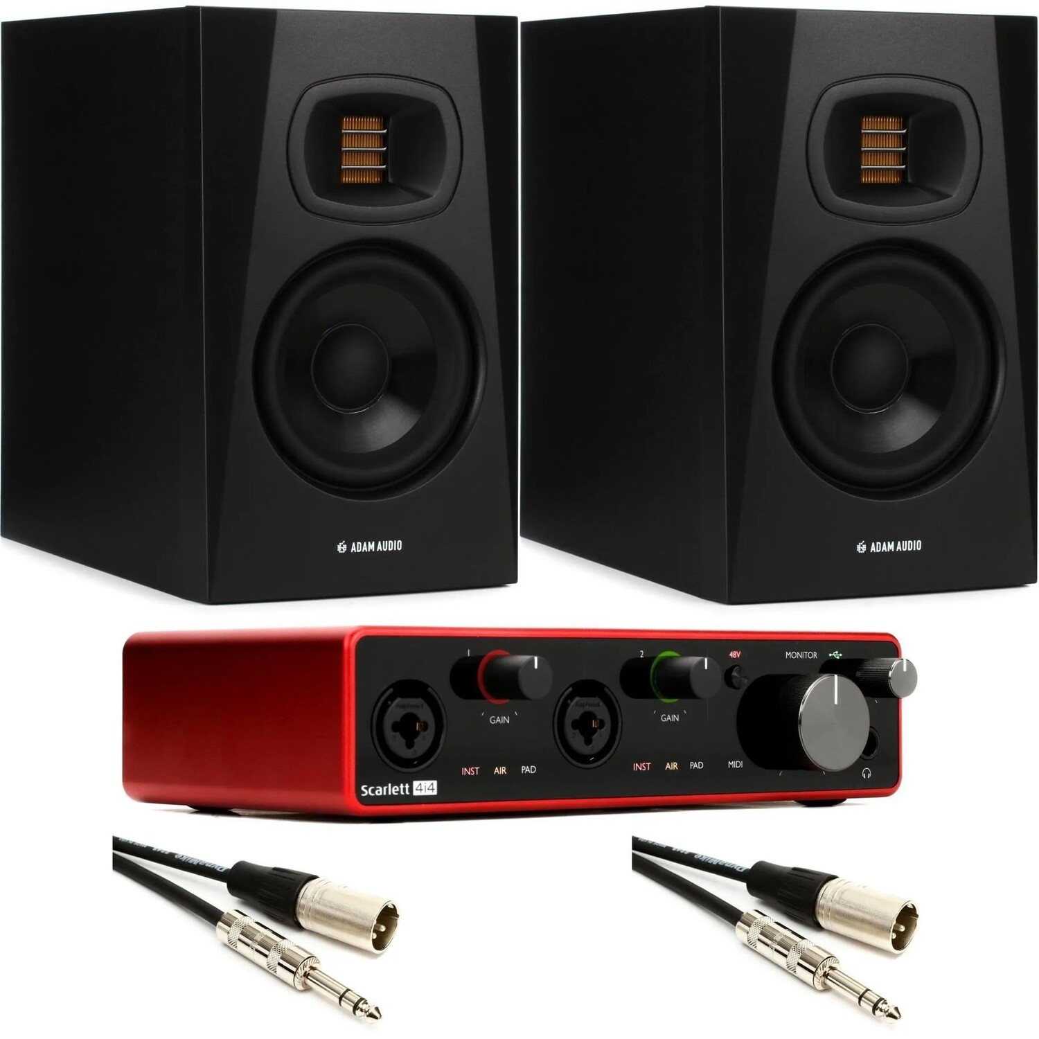 

Новый комплект с USB-интерфейсом Focusrite Scarlett 4i4 3-го поколения и монитором ADAM Audio T5V