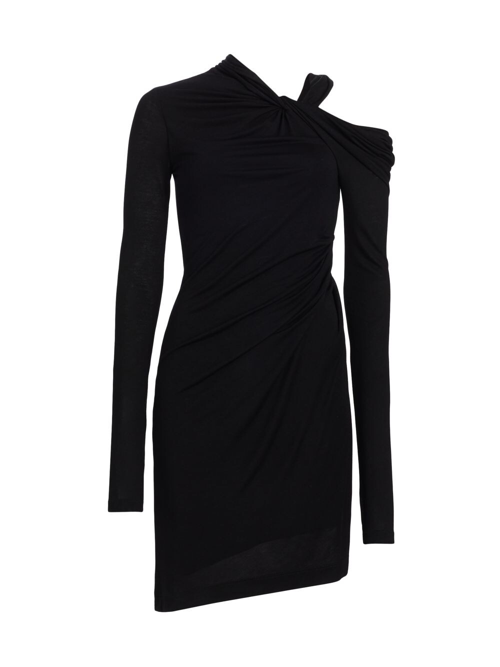 

Трикотажное мини-платье с драпировкой Twist Helmut Lang, черный