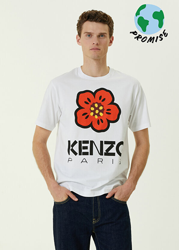 

Белая футболка с логотипом Kenzo, Белый