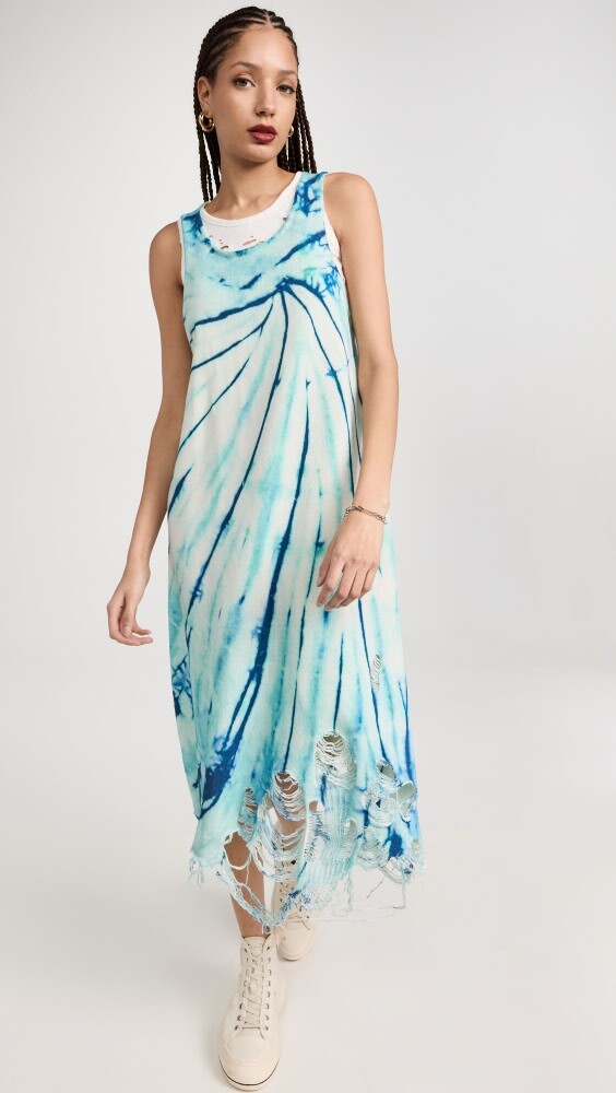 

Платье R13 Blue Tie Dye Destroyed Knit Tank, синий