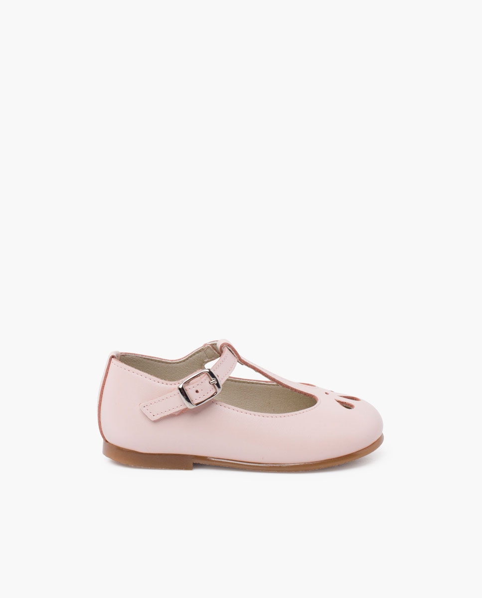 Туфли Мэри Джейн для девочки с жемчужной кожаной отделкой Pisamonas, розовый