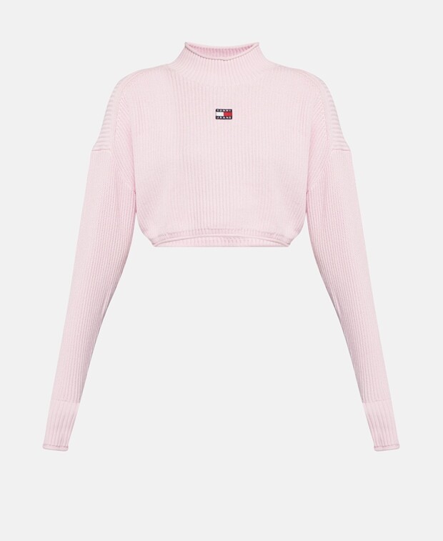 

Вязаный укороченный топ Tommy Jeans, розовый