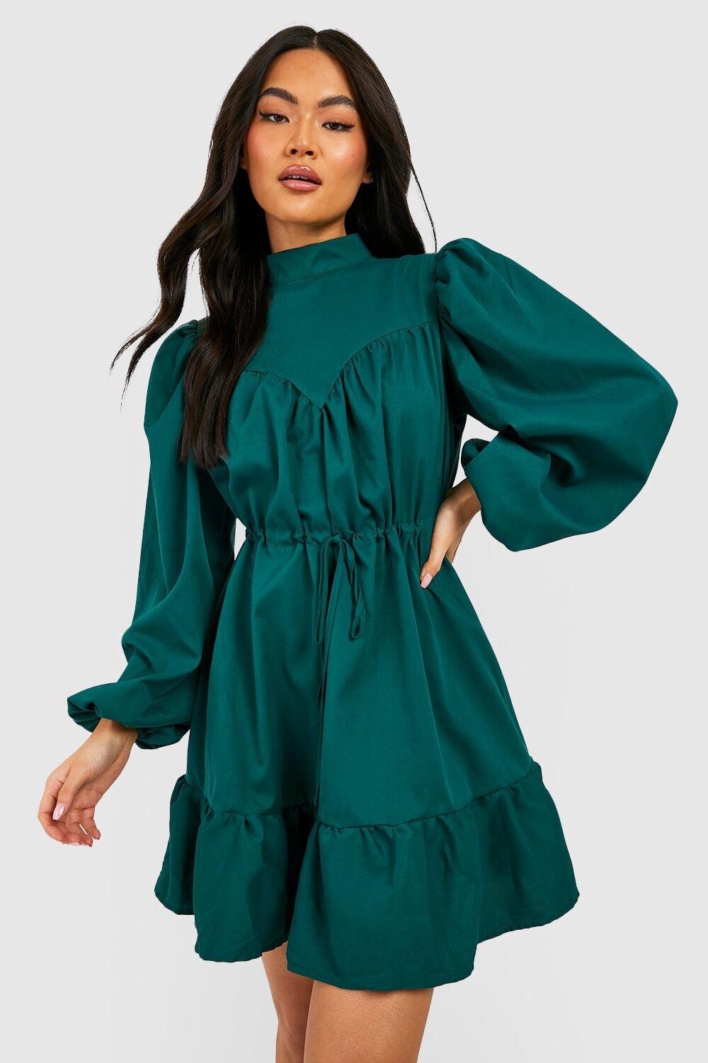 

Платье с высоким воротом Boohoo, изумрудный