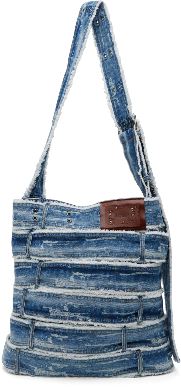 Большая джинсовая сумка-мессенджер с синим поясом , цвет Blue Andersson Bell