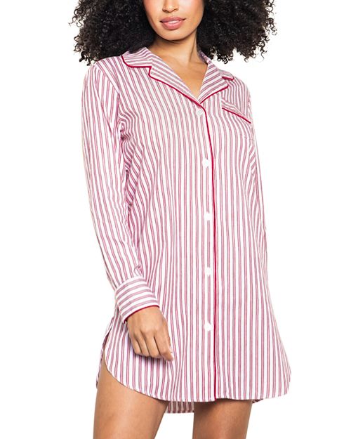 Хлопковая ночная рубашка с тикингом Petite Plume, цвет Red