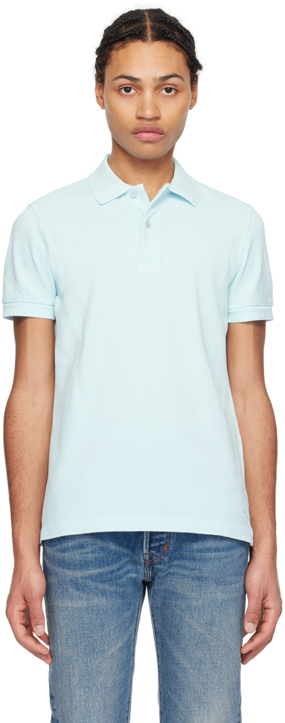 Синяя теннисная футболка-поло Tom Ford, цвет Crystal blue