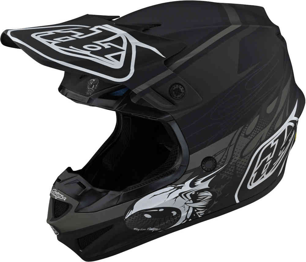 шлем troy lee designs a3 uno mips велосипедный белый SE4 Полиакрилитовый шлем MIPS Skooly для мотокросса Troy Lee Designs, черный