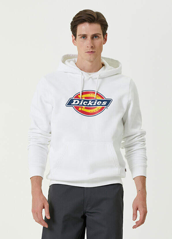 

Белый свитшот с капюшоном и принтом icon logo Dickies