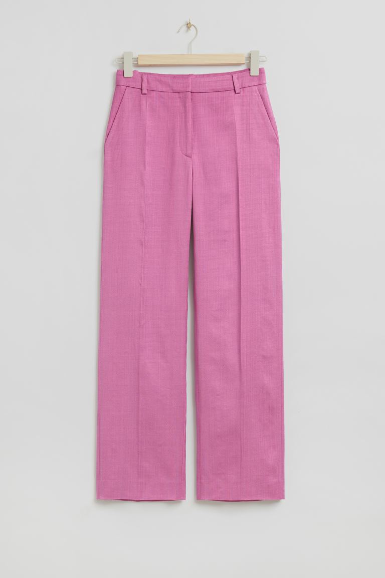 Прямые брюки со средней талией и загнутыми складками и другие истории H&M, розовый