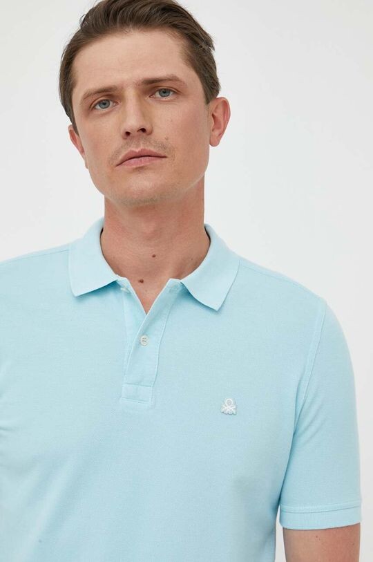 

Хлопковая рубашка-поло United Colors of Benetton, синий