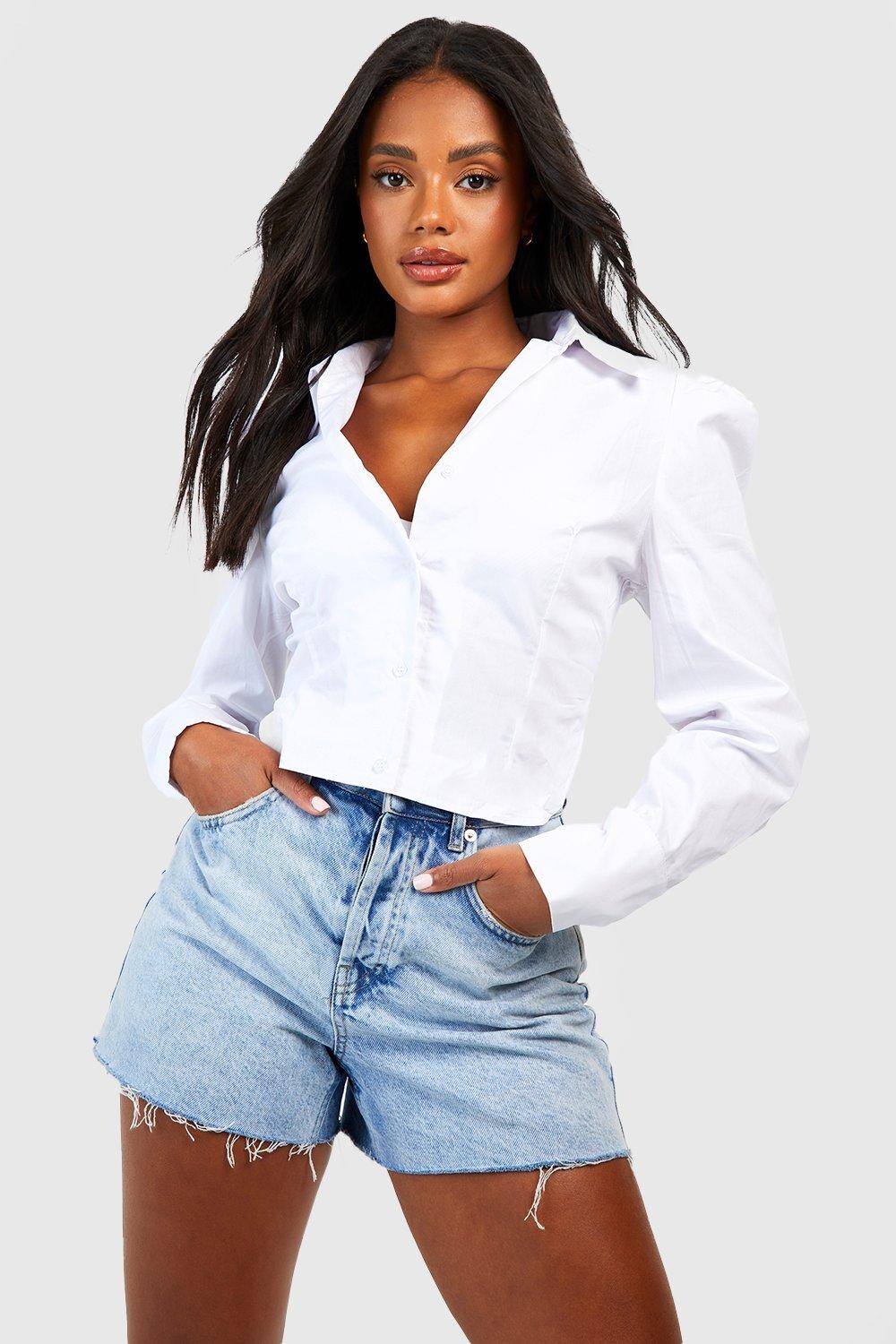 

Укороченная рубашка Boohoo, белый