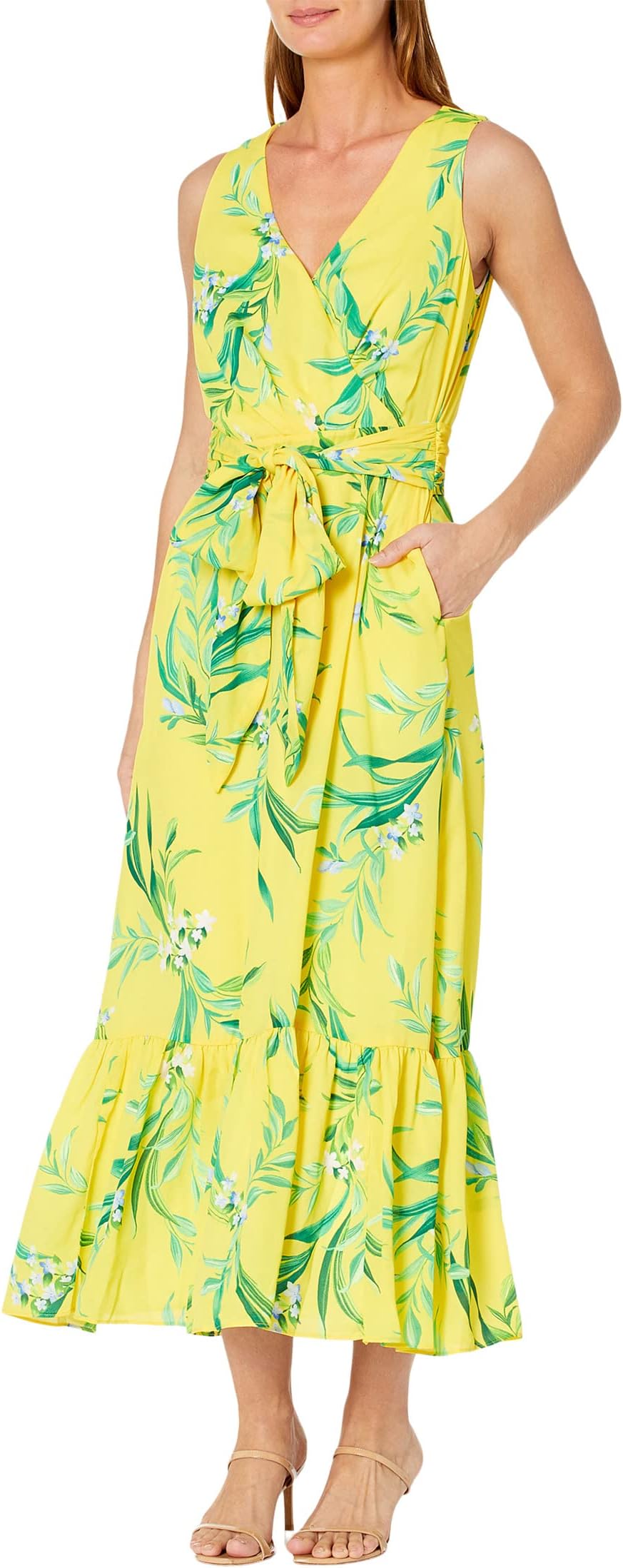 Платье макси без рукавов с цветочным принтом Tommy Bahama, цвет Toucan Yellow