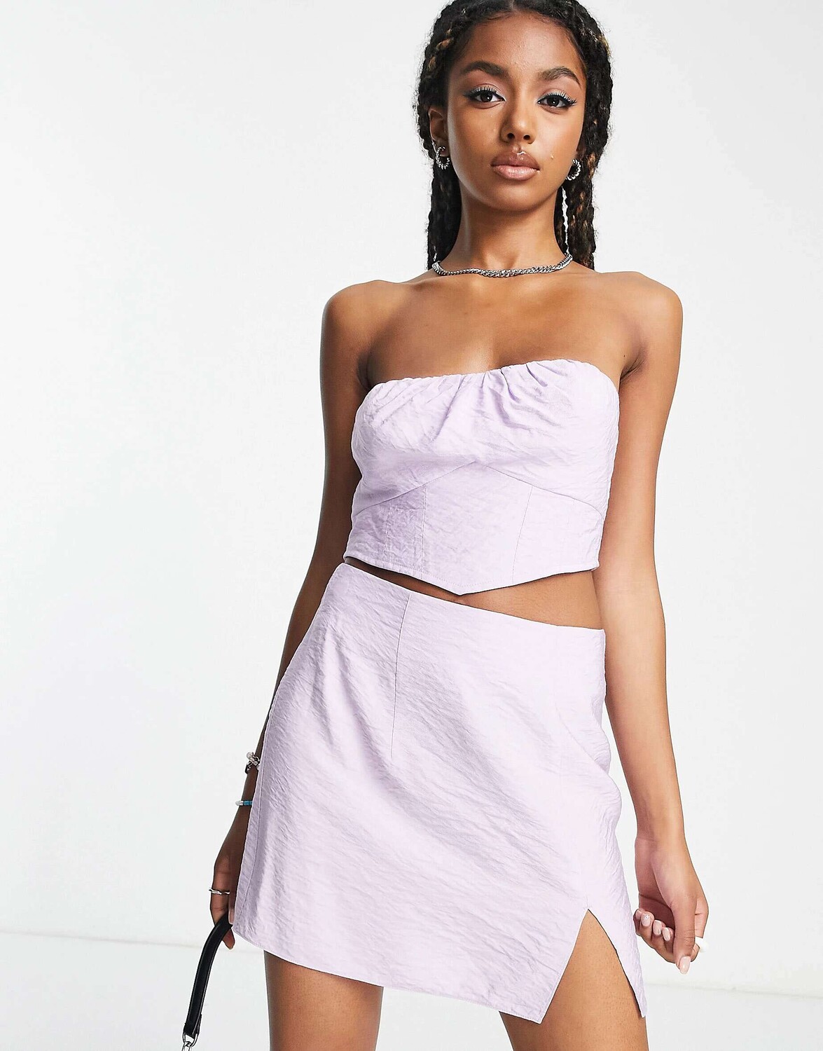 

Сиреневая мини-юбка Topshop с разрезом спереди