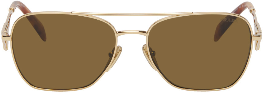 

Золотые солнцезащитные очки с треугольным логотипом Prada Eyewear, цвет Gold