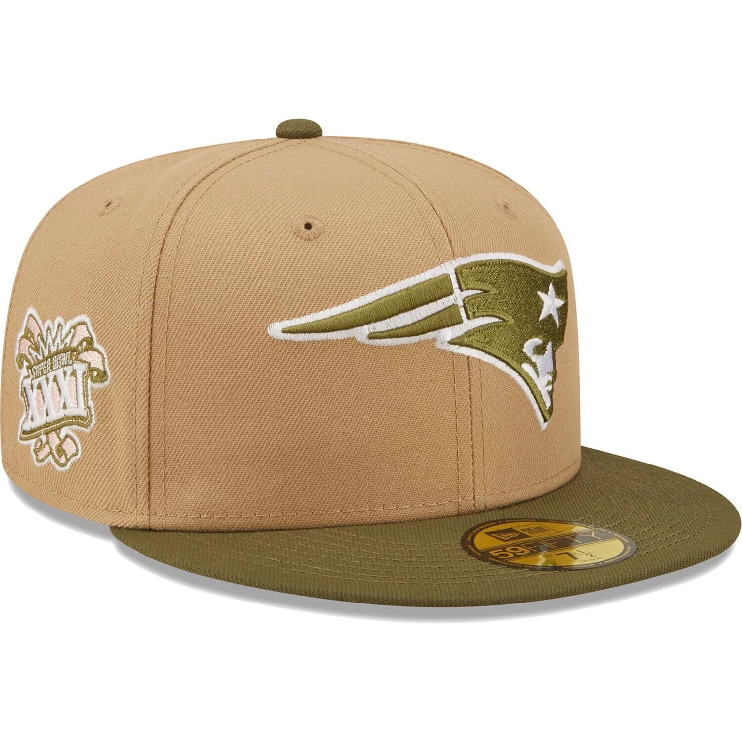 

Мужская шляпа New Era Tan/Oliv New England Patriots Super Bowl XXXI Saguaro 59FIFTY