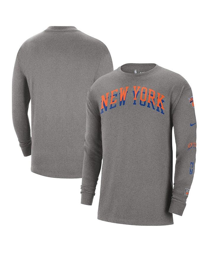 

Мужская темно-серая футболка New York Knicks 2023/24 City Edition Max90 Expressive с длинным рукавом Nike, серый