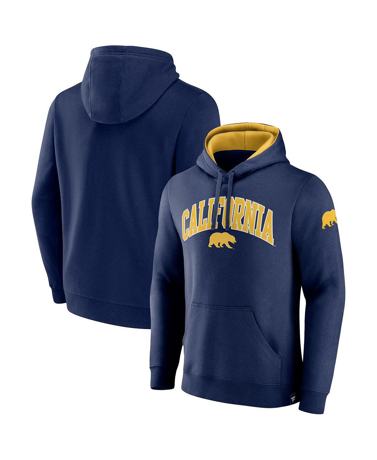 Мужской саржевый пуловер с капюшоном темно-синего цвета с логотипом Cal Bears Arch и Tackle Fanatics