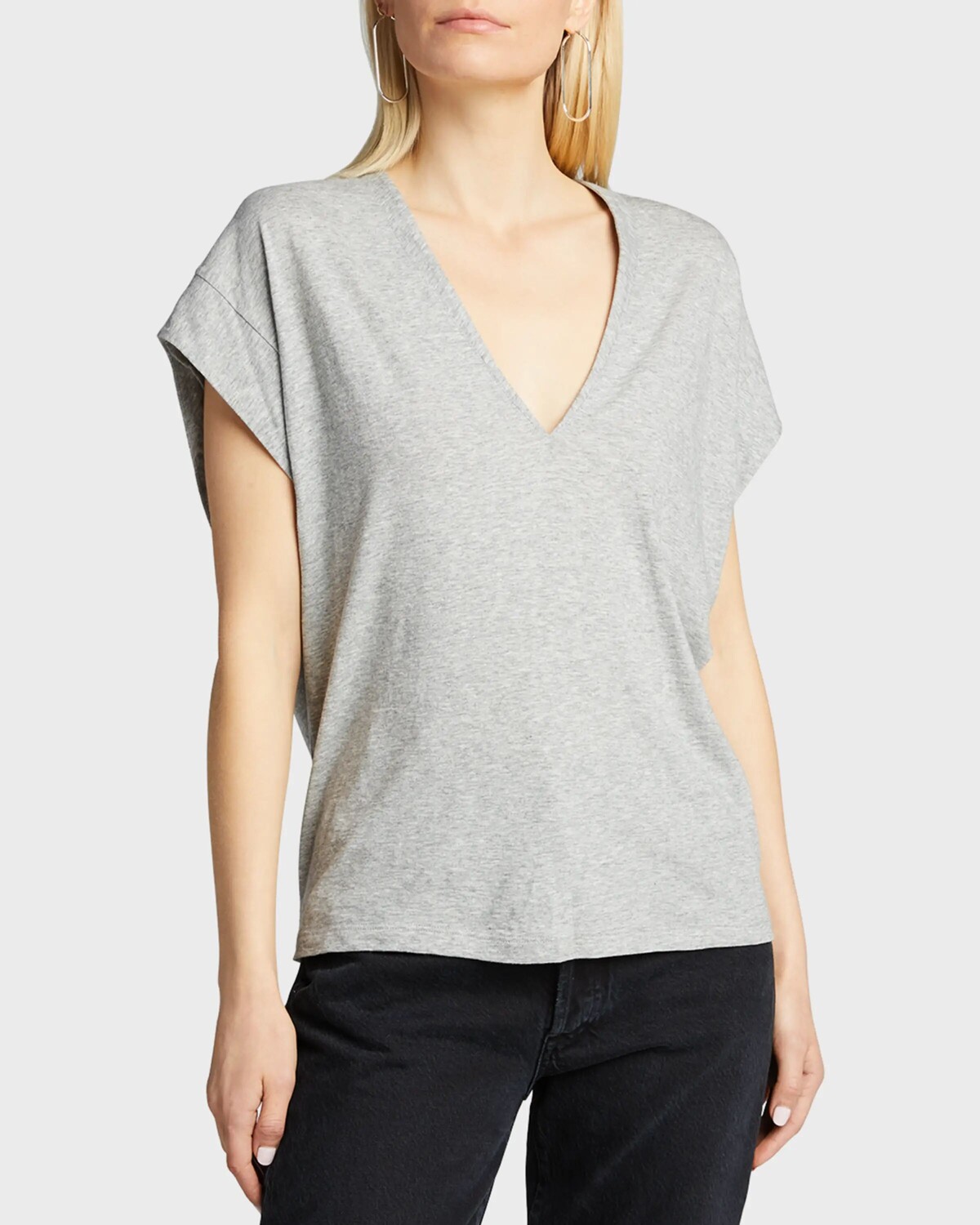 

Футболка Le со средней посадкой и V-образным вырезом FRAME, цвет Gris Heather
