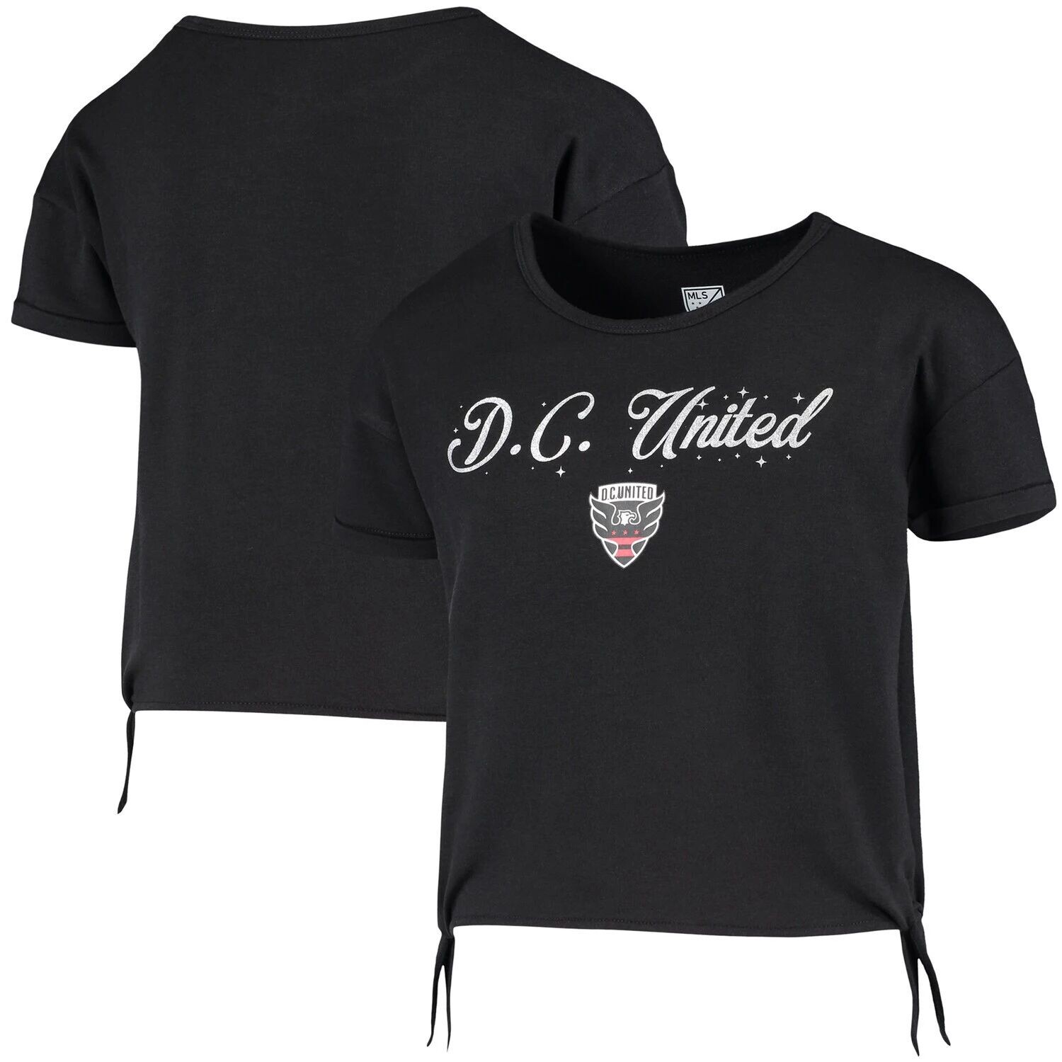 

Черная молодежная футболка DC United Love с завязками по бокам для девочек Outerstuff